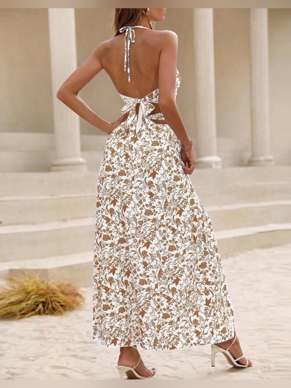 SHEIN Floral Halter Maxi Dress - Size XS